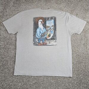 Combat Waterfowl T-Shirt Men's 3XL Gray Bob Ross Painting Duck